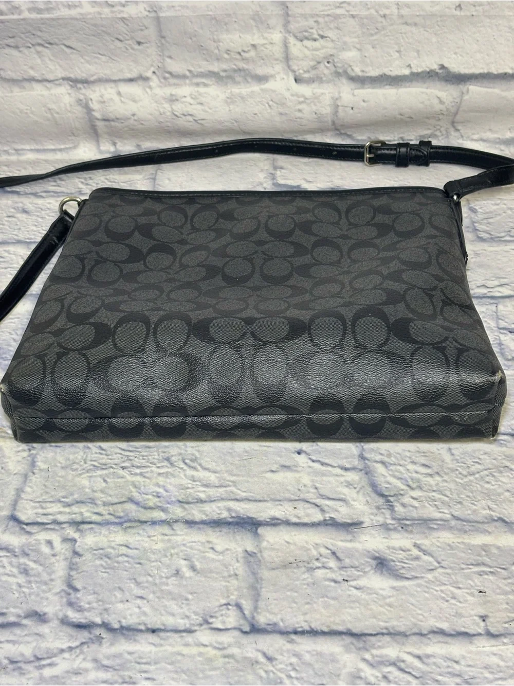 Coach Signature Crossbody Bag F58297 Black And Smoke Gray